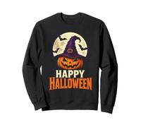 Happy Halloween Full Moon Phases Bats Witch Hat Vintage Sweatshirt