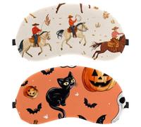 Happy Halloween Ghost Bat Pumpkin 2-Pack Light-Blocking Soft Breathable Eye Masks with Eye Patches and Sleep Masks