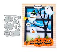 Happy Halloween Ghost Broom Metal Die Cuts,Halloween Pumpkin Ghost Card Cutting Dies Cut Stencils DIY Scrapbooking Album Embossing Paper Card Art Craft Card Making