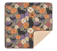 Happy Halloween Ghost Skull Flowers Soft Thick Baby Activity Play Mat for Floor Washable Foldable Tummy Time & Crawling Mat for Babies Infants Toddlers, 50'' x 50''alfombrillas para