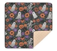 Happy Halloween Ghost Skull Flowers Soft Thick Baby Floor Play mat for Floor Lightweight Foldable Travel Play Mat for Baby Kids Toddlers Infants, 50'' x 50''alfombra de juego