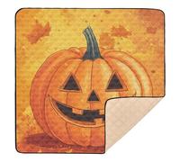 Happy Halloween Holiday Card with Pumpkin Cute Foldable Baby Playmat for Floor Washable Tummy Time Activity Mat for Babies Infants Toddlers, 50'' x 50''