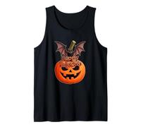 Happy Halloween Jack O Lantern with Bat Tank Top