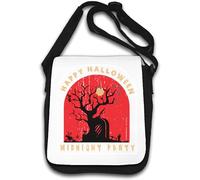 Happy Halloween Midnight Party Blood Moon Spooky Graphic Shoulder Bag White