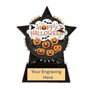 Happy Halloween Mini Star Black & Gold Resin Halloween Trophy Award 90mm Halloween Trick or Treat Free Engraving-TS90BK-G