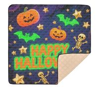 Happy Halloween Neon Bat Colorful Soft Padded Baby Girl Play mat for Indoor Outdoor Cozy Breathable Foldable Tummy Time & Crawling Mat for Baby Toddler Infant, 50'' x 50''gimnasio de