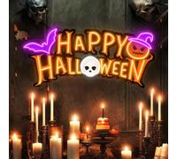 Happy Halloween Neon Sign, UV Halloween Decor Led Light for Party,Ghost Personalized Gift
