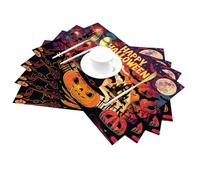 Happy Halloween Night Haunted House Vinyl Placemats Set of 4 for Dining Tables,Kitchen Table Mats Heat Resistant Washable Wipeable PVC Place Mat