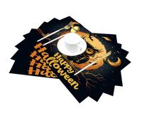 Happy Halloween Owl Moon Night Vinyl Placemats Set of 4 for Dining Tables,Kitchen Table Mats Heat Resistant Washable Wipeable PVC Place Mat