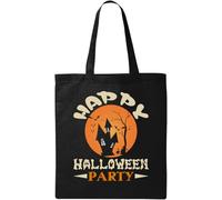 Happy Halloween Party Castle Of A Witch Natural Ecological Cotton Tote Bag Black