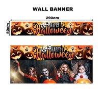 Happy Halloween Party Wall Banner Decoration with Pumpkin Design 290x50cm New fg