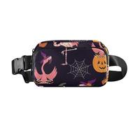 Happy Halloween Pattern Flamingo Hope Pumpkin and Web Fashionable Fanny Pack Waist Bag for Women Men Small Chest Bag Belt Bag with Adjustable Strap for Workout Running Hiking, Multicolor, One Size,