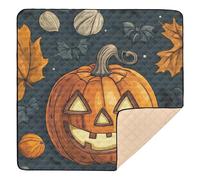 Happy Halloween Pattern Pumpkin and Hazelnut Cute Foldable Baby Activity Play Mat for Floor Comfortable Tummy Time Activity Mat for Baby Toddler Infant, 50'' x 50''