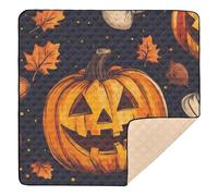 Happy Halloween Pattern Pumpkin and Hazelnut Soft Foam Baby Playmat for Floor Lightweight Infant Play Activity Mat for Baby Toddler Infant, 50'' x 50''