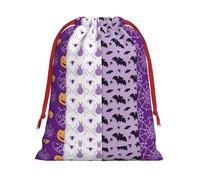 Happy Halloween Printing Soft Drawstring Gift Bag With Red Ribbon Durable For Christmas Halloween For Adults Gifting