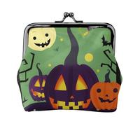 Happy Halloween Prints Coin Purse Kiss Lock Pu Leather Mini Pouch Wallet Change Bag for Women Girls Kids