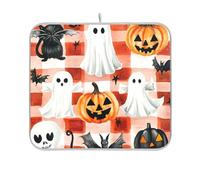 Happy Halloween Pumpkin Black Cat Dish mat Reusable Rectangle Small Drying mats for countertop 16x18 Easy Clean Decorative Home Decor Essentials