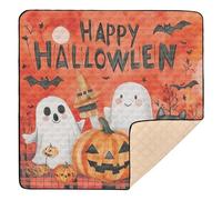 Happy Halloween Pumpkin Black Cat Halloween Soft Padded Baby Play Mat for Indoor Outdoor Water Resistant Playroom Activity Mat for Baby Kids Toddlers Infants, 50'' x 50''