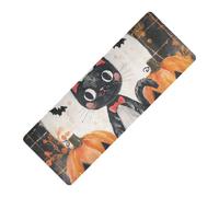Happy Halloween Pumpkin Black Cat printed yoga mat with carrier bag Thick 1 mm for women non slip, with Yoga bag tapete para ejercicio 71x26 inches