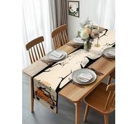 Happy Halloween Pumpkin Ghost Truck Table Runner 90 Inches Long, Black Cat Washable Table Runners Heat-Insulation Kitchen Dining Table Decorations for Home Party Decor 13x90in