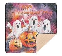 Happy Halloween Pumpkin & Haunted House Soft Foam Baby Play Mat for Indoor Outdoor 1-Piecing Padded Baby Mat for Baby Toddler Infant, 50'' x 50''