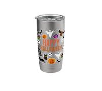 Happy Halloween Pumpkin Lantern Skull Ghost Spooky Halloween Stainless Steel Insulated Tumbler