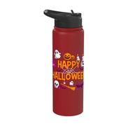 Happy Halloween Pumpkin Lantern Skull Ghost Spooky Halloween Stainless Steel Insulated Water Bottle