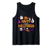Happy Halloween Pumpkin Lantern Skull Ghost Spooky Halloween Tank Top