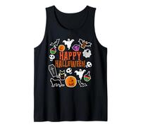 Happy Halloween Pumpkin Lantern Skull Ghost Spooky Halloween Tank Top