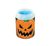 Happy Halloween Pumpkin Orange Reusable Dog Paw Washer with Soft Silicone Brush Feet Grooming Supplies for Small Medium Large Breed Dogs, Cats