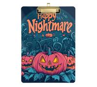 Happy Halloween Pumpkins Acrylic clipboard Large Size Standard Letter A4 Size Waterproof for Soccer Truck Driver Gold 12x9in Tabla para escribir con Clip