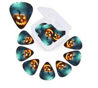 Happy Halloween Pumpkins Guitar Picks 12 Pack Plectrums with Organizer Box, 3 Different Thickness Includes Thin Medium Heavy Picks