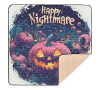 Happy Halloween Pumpkins Pink Jack-o-Lantern Pumpkin Happy Halloween Large Stylish Baby Activity Play Mat for Indoor Outdoor Water Resistant Playroom Activity Mat for Babies Infants