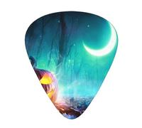 Happy Halloween Pumpkins Print Guitar Picks, 12 Pcs Guitar Plectrums Celluloid Pick Classical Triangle Picks for Acoustic, Electric, Bass Guitar including 0.46mm 0.71mm 0.96mm