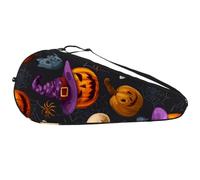 Happy Halloween Pumpkins Skulls Spider's Web Ghosts Witch Hat Racquet Tennis Bag Lightweight Racquet Holder for Beginner Tennis Players