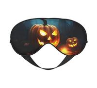 Happy Halloween Pumpkins Sleep Mask for Women & Men - Double-Sided Eye Mask with Adjustable Strap, Soft Silky Feel, Light-Blocking & Breathable for Travel, Nap, Shift Work, Yoga