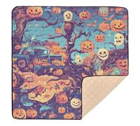 Happy Halloween Pumpkins Tree Truck Pumpkin Large Sturdy Baby Playmat for Floor Cozy Breathable Padded Baby Mat for Baby Kids Toddlers Infants, 50'' x 50''