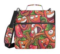 Happy Halloween Red Hot Pepper 1.5 Inch 3 Rings Zipper Binder with Strap Easy to Carry Portable Home Travel Safe Storage Bag for School/Office