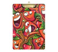 Happy Halloween Red Hot Pepper Acrylic mini clipboards Standard Letter A4 Size Waterproof for Soccer Truck Driver Gold 12x9in Tabla para escribir con Clip