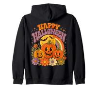 Happy Halloween Retro 1970s Groovy Pumpkins Zip Hoodie