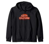 Happy Halloween Retro Spray Paint Graffiti Writing Gift Zip Hoodie