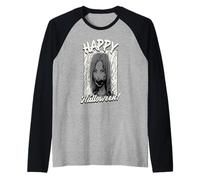 Happy Halloween Scary Face Retro Raglan Baseball Tee