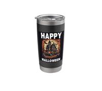 Happy Halloween Scary Haunted House Moonlit with Bats Stainless Steel Insulated Tumbler
