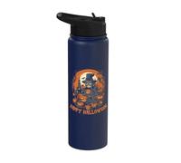 Happy Halloween Scary Skull Pumpkin Patch Stainless Steel Insulated Water Bottle