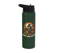 Happy Halloween Scary Skull Pumpkin Patch Stainless Steel Insulated Water Bottle