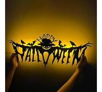 Happy Halloween Sign Metal Wall Decor with LED Light Halloween Neon Signs - Halloween Party Pumpkin Spooky Decorations with Gothic Bar Theme Decoration