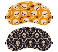 Happy Halloween Skull Bat Pattern 2 PCS Eye Mask, Sleeping Eye Mask for Side Sleeper, Zero Eye Pressure Night Blindfold, Completely Block Out Light Eye Shade