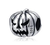 Happy Halloween Skull Pumpkin Charms 925 Sterling Silver Holiday Beads fit Pandora Bracelets Gifts for Women, Silver