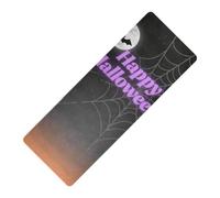 Happy Halloween Spider Web Black printed yoga mats in bulk Thick 1 mm for exercise non slip, with yoga mat storage tapete para ejercicio 71x26 inches