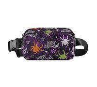 Happy Halloween Spiders Web Fashionable Fanny Waist Pack for Men Women Large Capacity Crossbody Sling Bag with Adjustable Strap for Shopping Sports Work, Multicolor, One Size, Waistpack